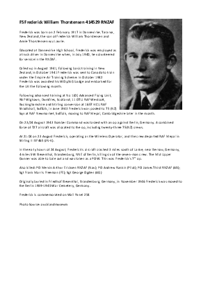 A preview of a PDF biography for Thorstensen, Frederick William